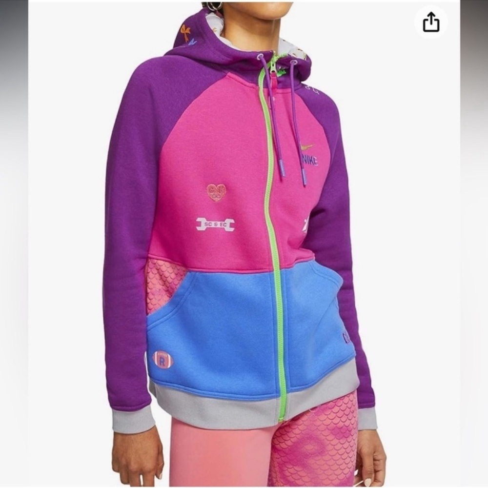 Nike Colorblock Pink Purple Blue Zip-Up Hoodie